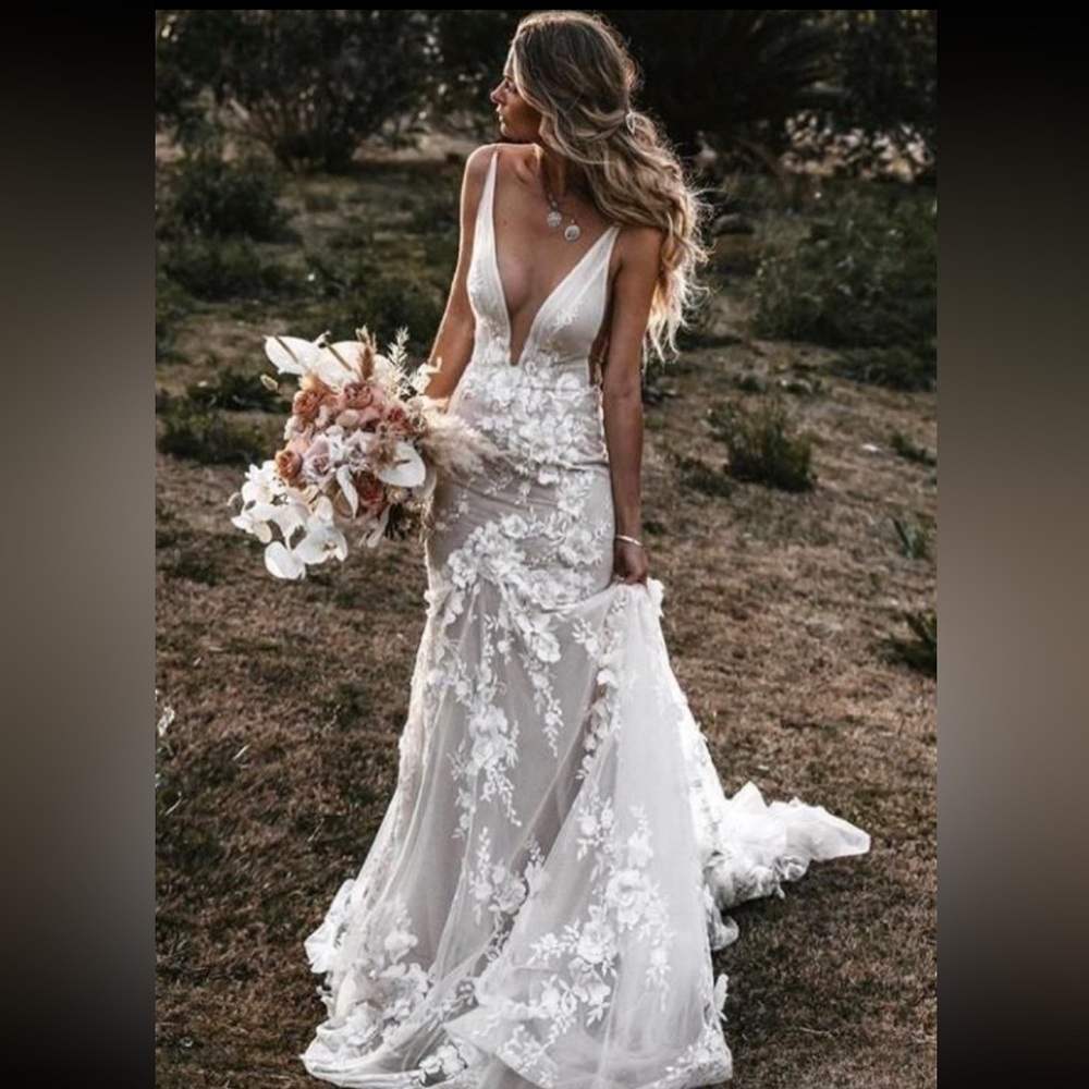 3d floral lace mermaid wedding dress gown